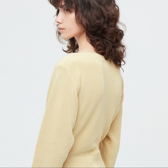 Uniqlo High Twisted Cotton Boat Neck Knit Sweater in 40 Cream Size Medium - Picture 2 of 11